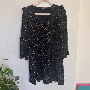 Like New - Madewell Vneck Ruffle Shoulder Polka Dot Dress